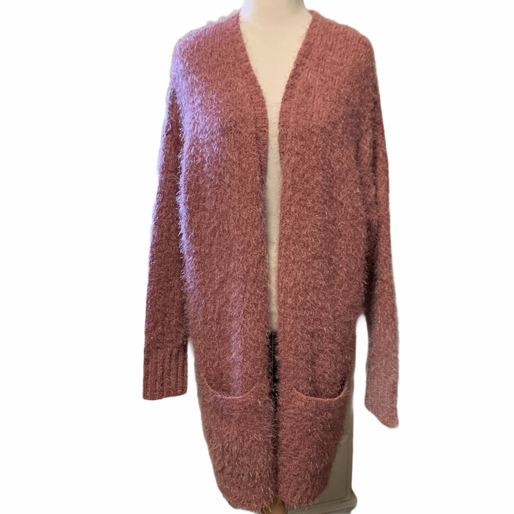 Mudd mauve super soft, cozy long cardigan, pockets